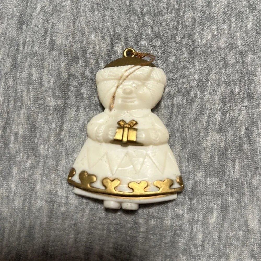 Vintage Gold & White Plastic Christmas Ornaments Lot of 10